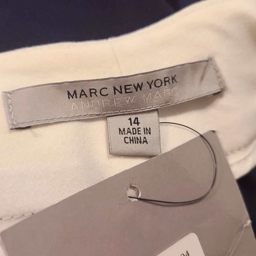 Marc New York NWT Navy Blue & White Stripe Hi-Rise Straight Dress Pants, Size 14 - Picture 5 of 6